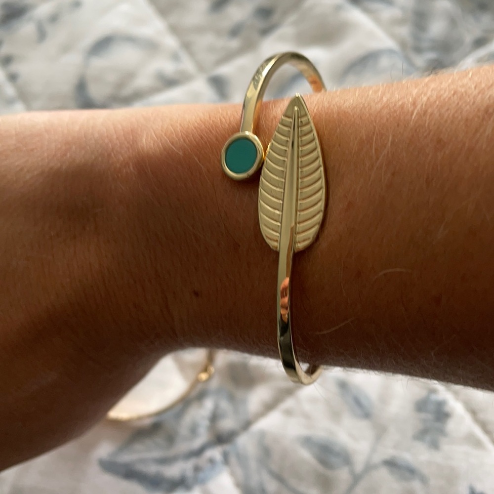 Gold and teal bangle